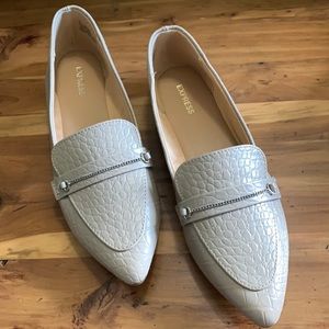Croc Embossed Loafers with Chain Detail
